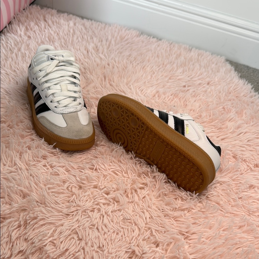 Adidas Classic White and Black Sneakers with Gum Sole